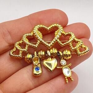 Mother Gift Child Birthstone Charms Heart Brooch Blue September White April